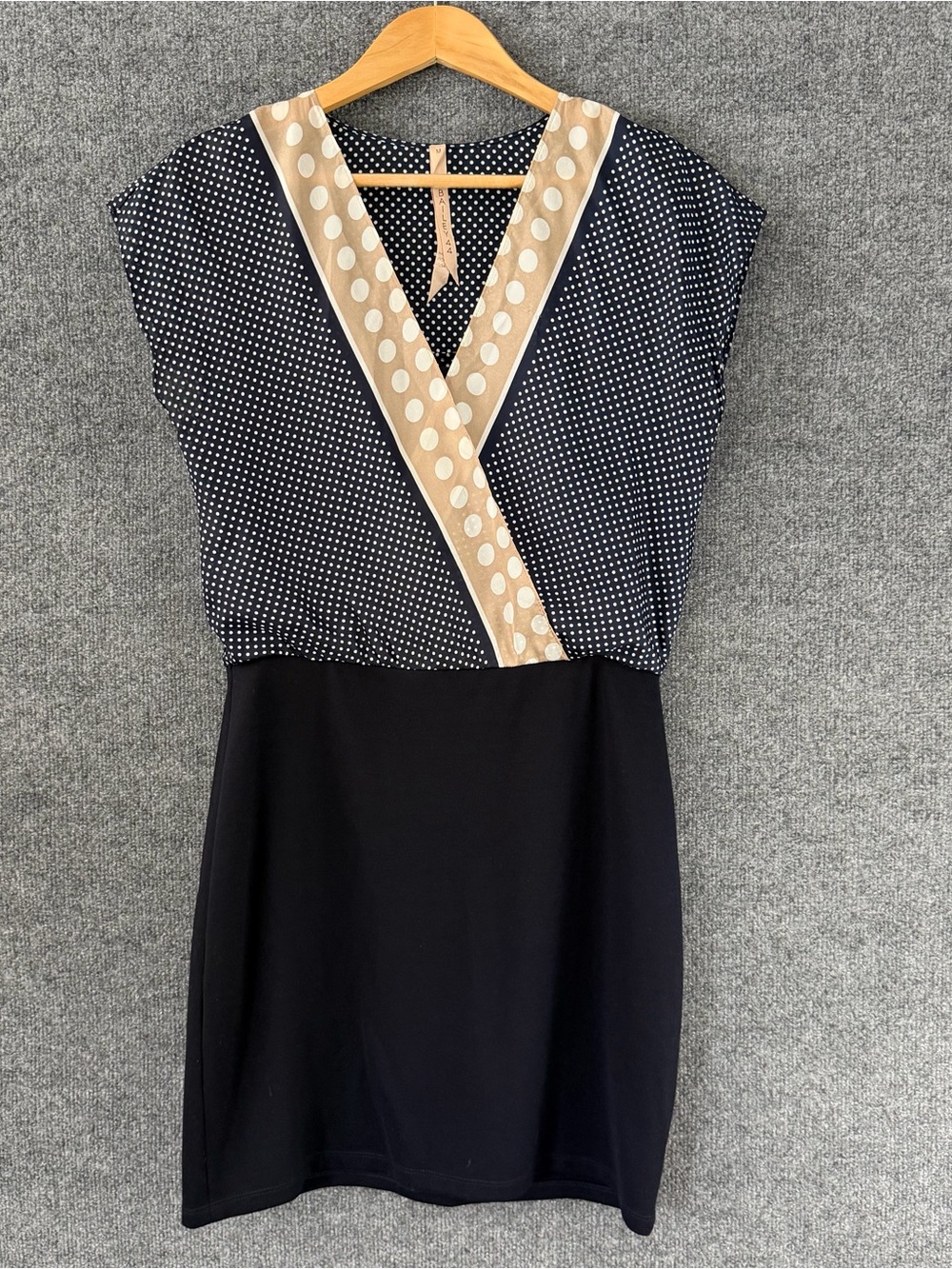 Bailey 44 Womens Sleeveless Silk Polka Dot Dress Size Medium Blue Black Office